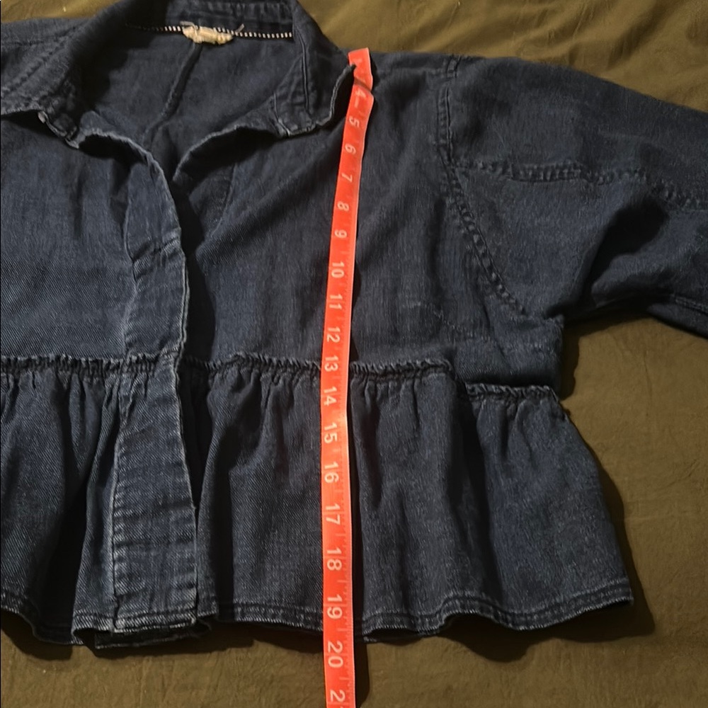 Pilcro Reworked Babydoll Blouse Chambray Jacket Lightweight Feminine - Picture 8 of 12